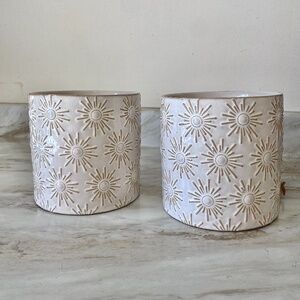 🪞 NET SET sunbursts pattern boho chic planter vase in ivory